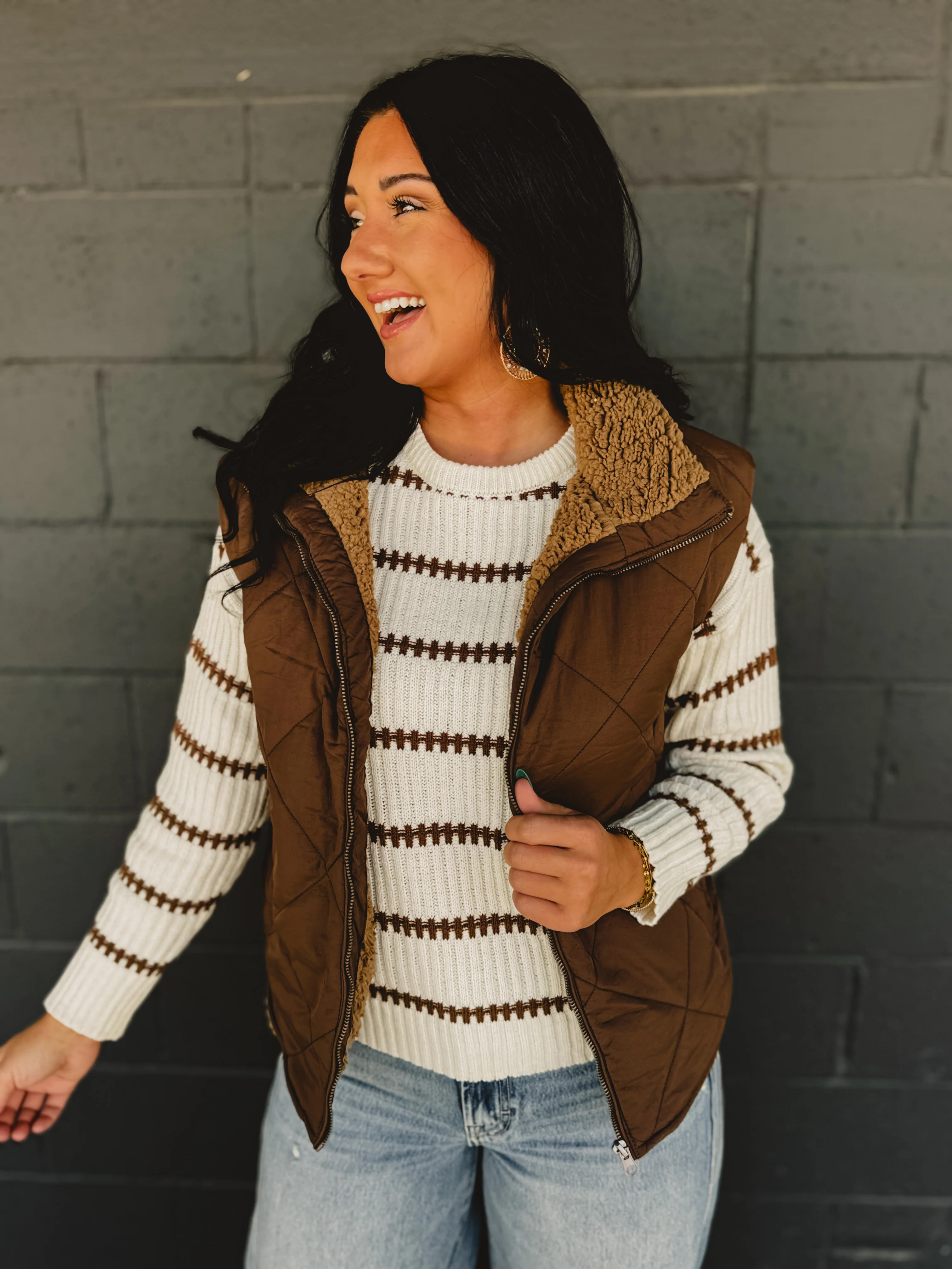 Lined Puffer Vest - Dark Brown